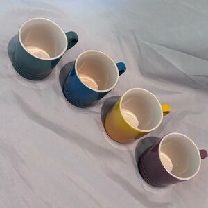 Le Creuset Botanique Set Of 4 Espresso Mugs Fog Nectar Teal Artichaut BEAUTIFUL